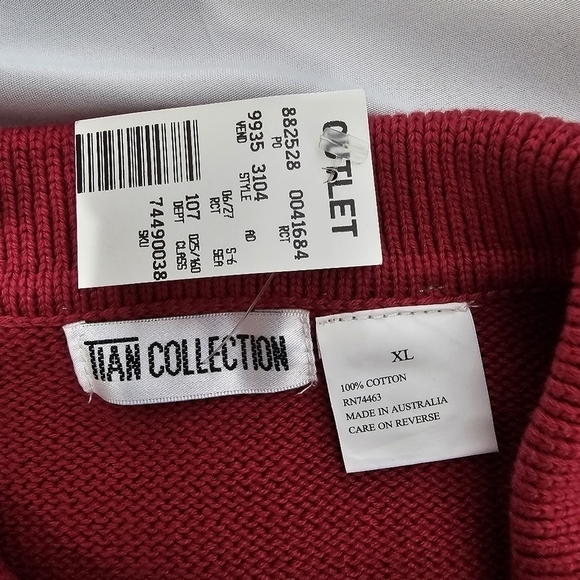 Tian Collection knitted XL front Zipper sweater cotton - Picture 2 of 3